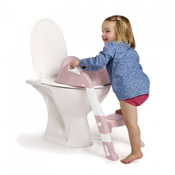 Toilet seat with step KIDDYLOO powder pink TH-2172531-Child's toilet-bebis.lv