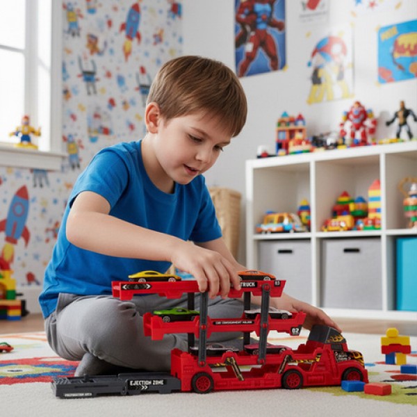 Treileris ar 6 mašīnām 26303-Rotaļlietas-bebis.lv