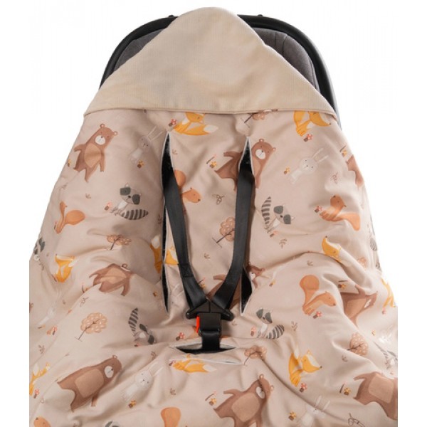 Одеялко с капюшоном  FOREST FRIENDS velvet (2659)-Постельные принадлежности-bebis.lv