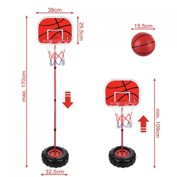 Basketball Set Basketball 170 cm Pump 27447--bebis.lv