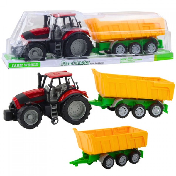 Tractor with yellow trailer 46 cm 58533-Rotaļlietas-bebis.lv