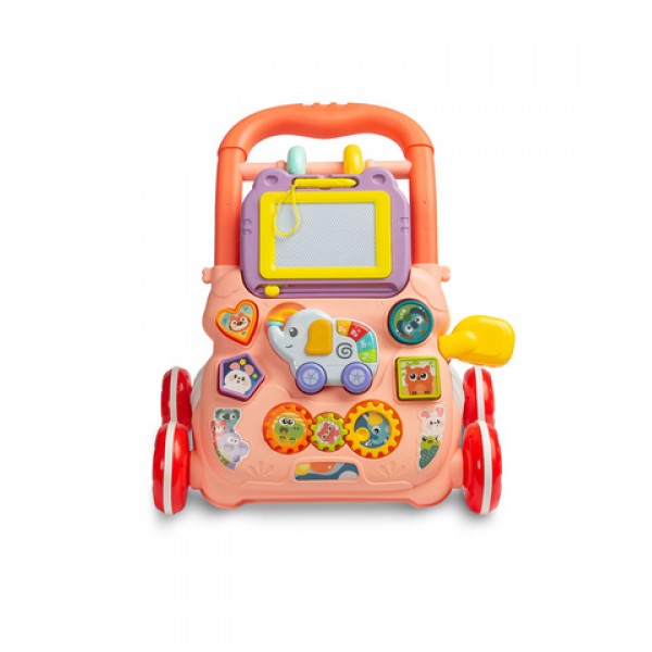 EDUCATIONAL TOY - PUSHER ZOO pink 9019-MAZUĻIEM (~0-5 gadi)-bebis.lv