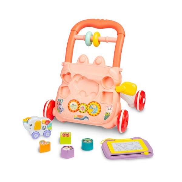 EDUCATIONAL TOY - PUSHER ZOO pink 9019-MAZUĻIEM (~0-5 gadi)-bebis.lv