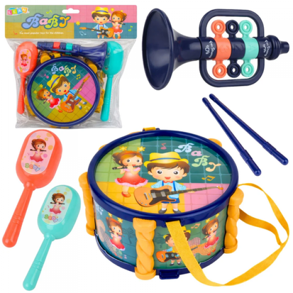 Musical instruments for children - drum, trumpet, rattles 97112-Rotaļlietas-bebis.lv