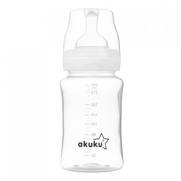 Pudele ar plato kakliņu 240 ml A0107-Bērna barošana-bebis.lv