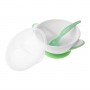 Suction bowl with spoon WHITE/GREEN-Feeding your baby-bebis.lv