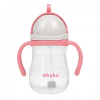 Бутылка с соломкой и отвесом Akuku A0676 pink