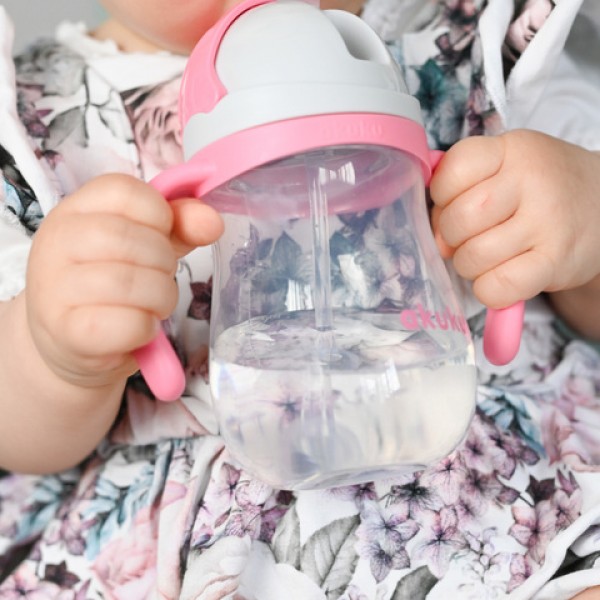 Non-spill cup with weighted straw NAVY BLUE/YELLOW A0676 pink-Feeding your baby-bebis.lv