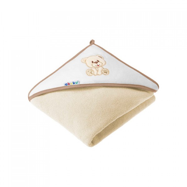 Baby hooded towel 100×100 cm ECRU/BEAR A1252-Vannošana un peldēšana-bebis.lv