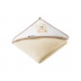 Baby hooded towel 100×100 cm ECRU/BEAR A1252-Vannošana un peldēšana-bebis.lv