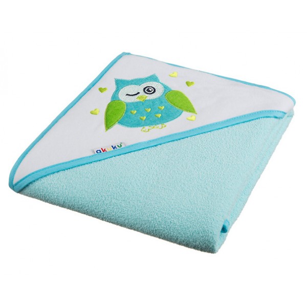 Dvielis ar kapuci OWL 80x80 cm A1236 turkus Dvielis ar kapuci OWL 80x80 cm A1236 turkus-Vannošana un peldēšana-bebis.lv