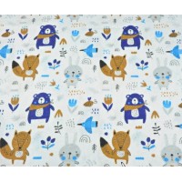 Autiņš flaneļa ANIMALS blue 70x80 cm (1203)
