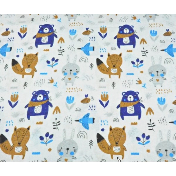 Autiņš flaneļa ANIMALS blue 70x80 cm (1203) Autiņš flaneļa ANIMALS blue 70x80 cm (1203)-Gultas veļa un piederumi-bebis.lv