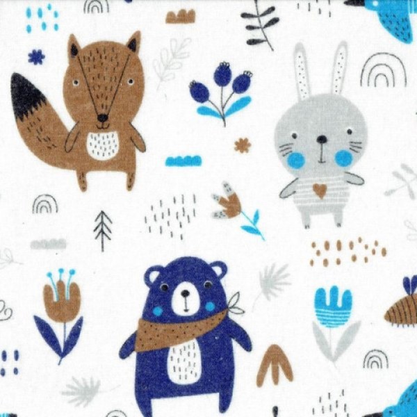 Flannel diaper with olicloth BEAR&FOX blue 50x70 cm (4234)-Gultas veļa un piederumi-bebis.lv