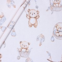 Autiņš flaneļa BEAR in BASKET white 70x80 cm (4401)