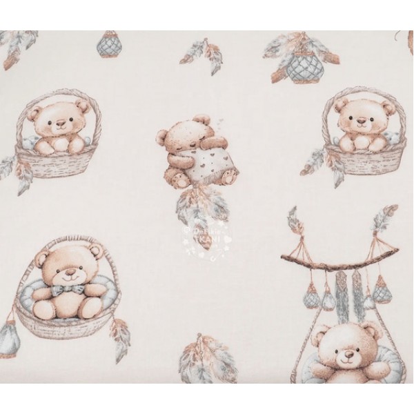 Пеленка фланелевая BEAR in BASKET beige 70x80 cm (4418)-Постельные принадлежности-bebis.lv