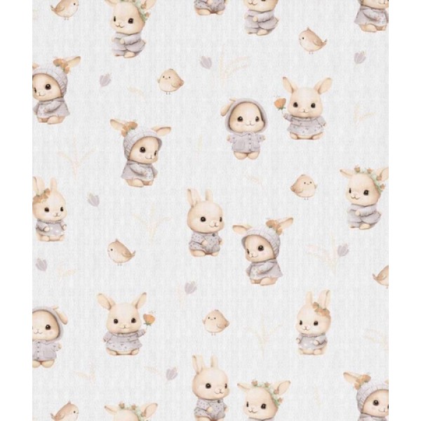 Autiņš marles BUNNIES&BIRDS 70x80 cm Autiņš marles BUNNIES&BIRDS 70x80 cm-Gultas veļa un piederumi-bebis.lv