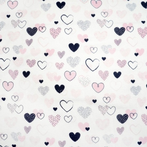 Autiņš flaneļa HEARTS 70x80 cm (1289) Autiņš flaneļa HEARTS 70x80 cm (1289)-Gultas veļa un piederumi-bebis.lv