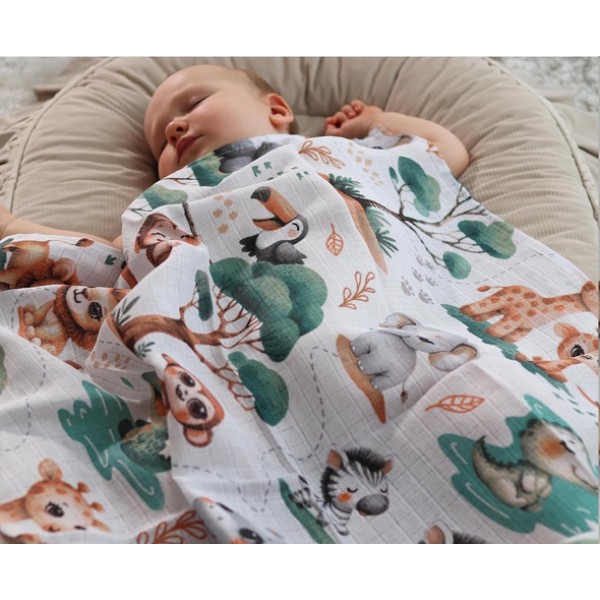 Muslin nappy  BABY ZOO 70x80 cm-Gultas veļa un piederumi-bebis.lv