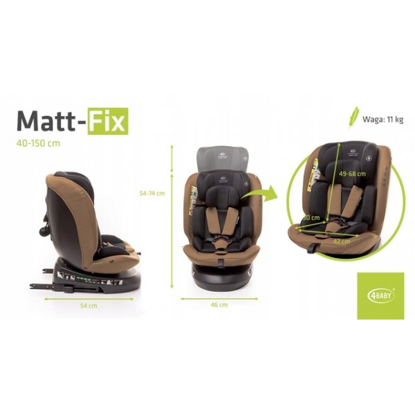 Автосиденье MATT-FIX mokka, 40-150 cm (Isofix)-Детские автосиденья-bebis.lv