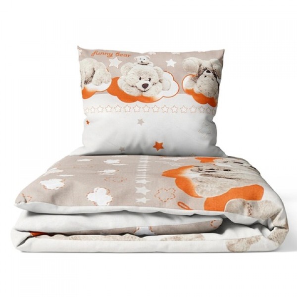 Комплект постели FUNNY BEAR beige 135x100 cm K-2T135-Постельные принадлежности-bebis.lv