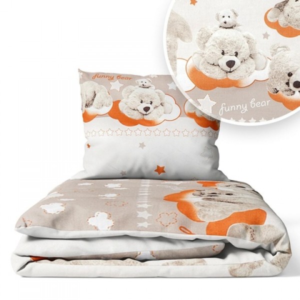 Комплект постели FUNNY BEAR beige 135x100 cm K-2T135-Постельные принадлежности-bebis.lv