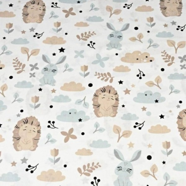 Autiņš flaneļa RABBIT&HEDGEHOG 70x80 cm (4333)-Gultas veļa un piederumi-bebis.lv