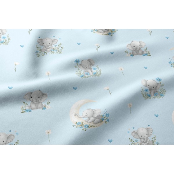 Flannel diaper with oilcloth ELEPHANT blue 50x60 cm (7426)-Gultas veļa un piederumi-bebis.lv