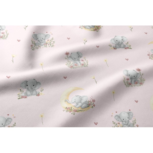 Flannel diaper with oilcloth ELEPHANT pink 50x60 cm (7457)-Gultas veļa un piederumi-bebis.lv