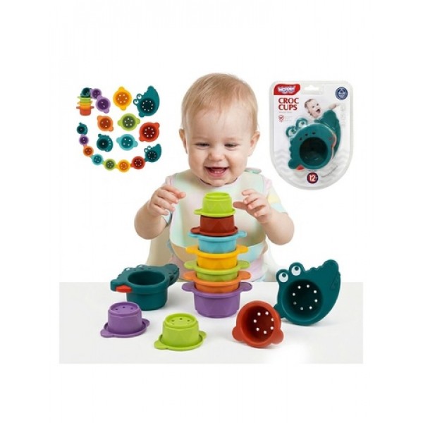 Bath Toy Crocodile Overflow Cups 45913-MAZUĻIEM (~0-5 gadi)-bebis.lv
