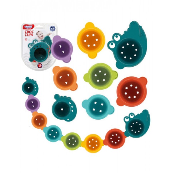 Bath Toy Crocodile Overflow Cups 45913-MAZUĻIEM (~0-5 gadi)-bebis.lv