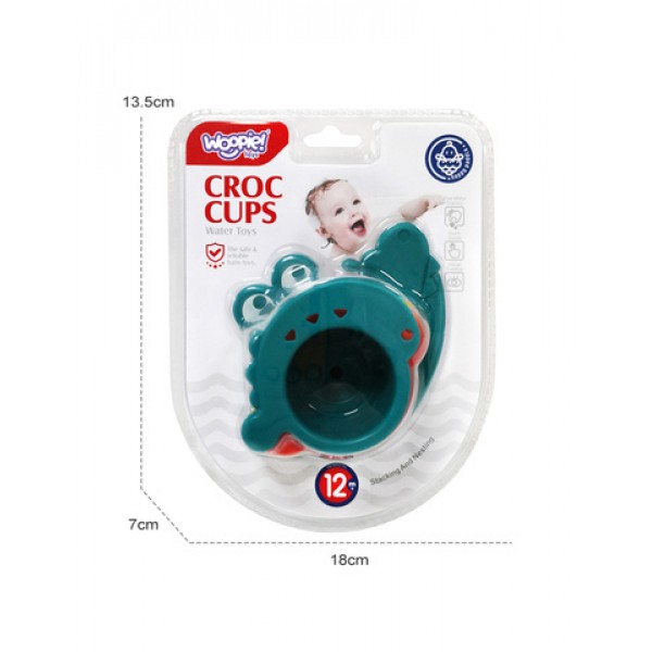 Bath Toy Crocodile Overflow Cups 45913-MAZUĻIEM (~0-5 gadi)-bebis.lv