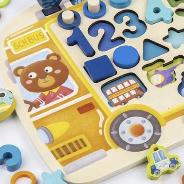 Wooden puzzle - sorter 6 in 1 Kruzzel 22636-Rotaļlietas-bebis.lv