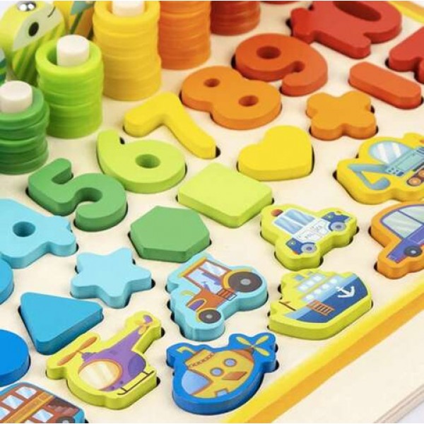 Wooden puzzle - sorter 6 in 1 Kruzzel 22636-Rotaļlietas-bebis.lv