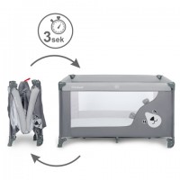  BLISSY BASIC Stone Gray Single-Level Folding Travel Crib 