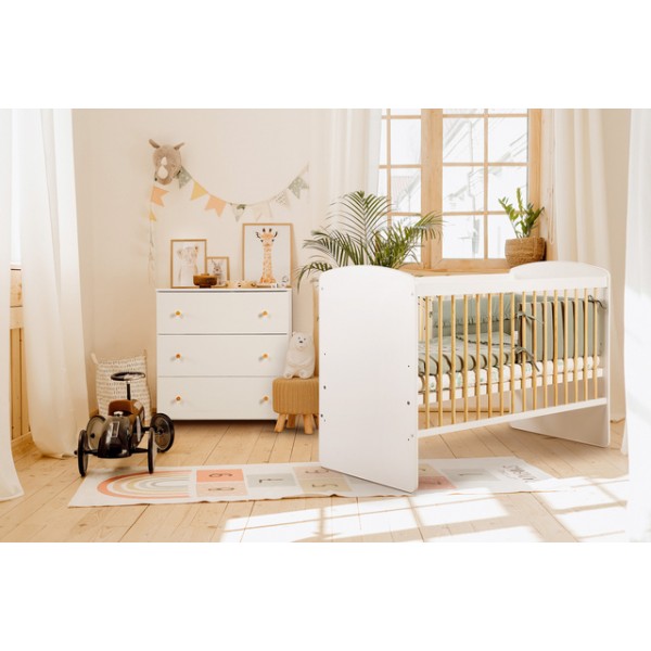 Kumode KAROLINA white/pine-Bērnu mēbeles-bebis.lv