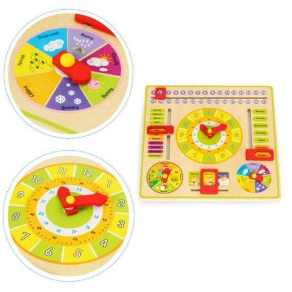 WOODEN LEARNING CALENDAR BOARD 00630-Rotaļlietas-bebis.lv