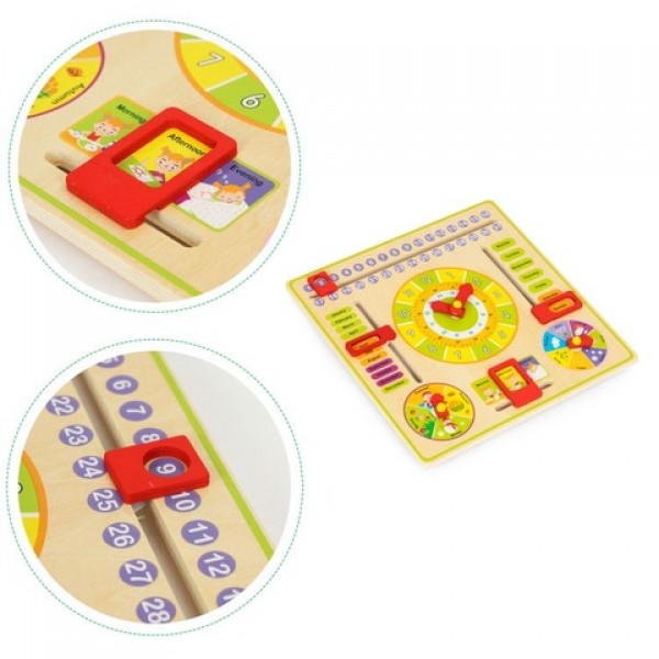 WOODEN LEARNING CALENDAR BOARD 00630-Rotaļlietas-bebis.lv