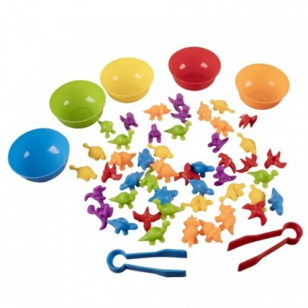 Montessori skaitīšanas apmācība: dinozauri 56 el. (22496)-Rotaļlietas-bebis.lv