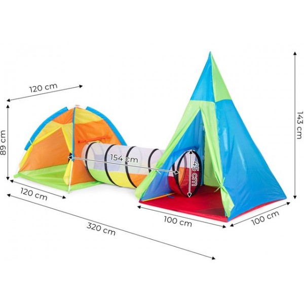CHILDREN'S TENT SET - 3 ELEMENTS 24020-Rotaļlietas-bebis.lv