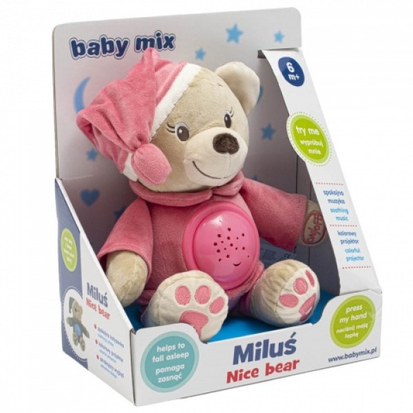 Проектор музыкальный BEAR OLA pink 28826-ДЛЯ МАЛЫШЕЙ (~0-5 лет)-bebis.lv