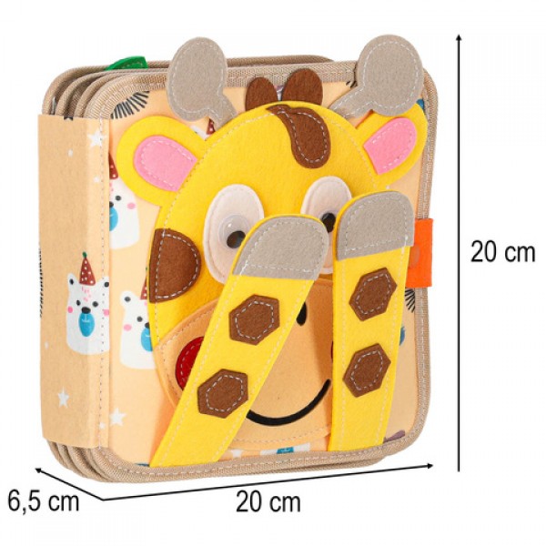 Auduma grāmatiņa sensorām manipulācijām GIRAFFE KX2989-MAZUĻIEM (~0-5 gadi)-bebis.lv