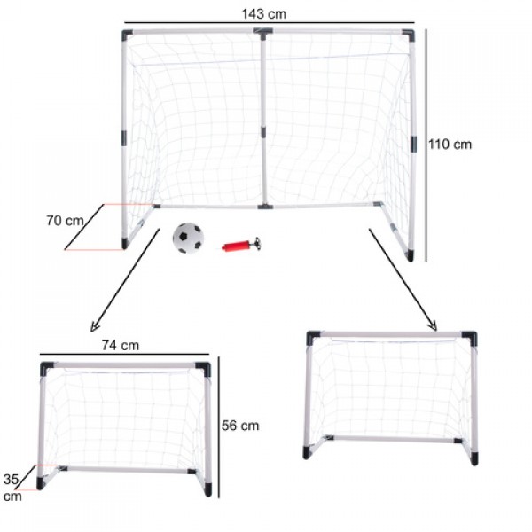 Futbola vārti 2-in-1 (143x110x70 cm) KX4876--bebis.lv