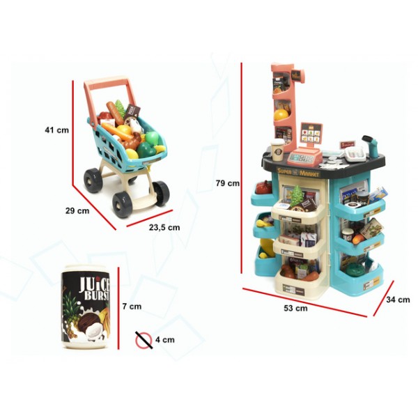 Supermarkets ar kasi, ratiem, aksesuāriem KX6395 Supermarkets ar kasi, ratiem, aksesuāriem KX6395-Rotaļlietas-bebis.lv
