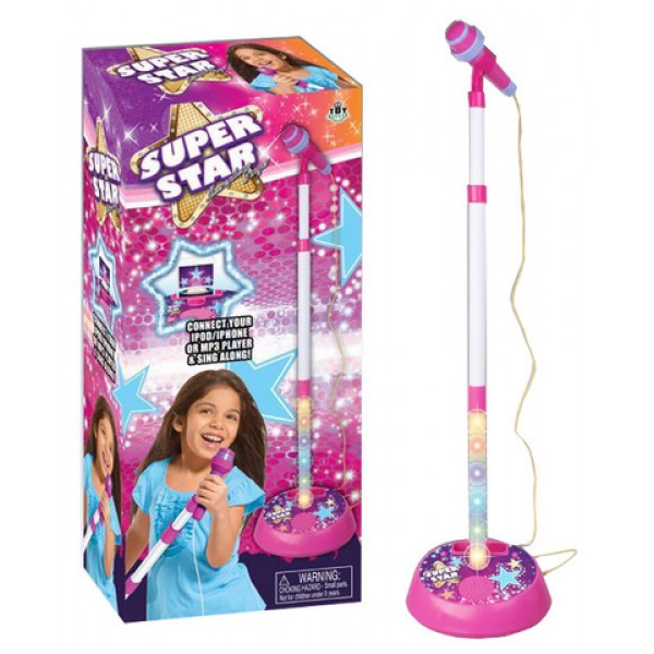 Mikrofons ar statīvu, ar skaņām, gaismām G8533-Rotaļlietas-bebis.lv