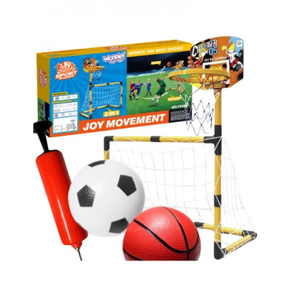 Sporta komplekts 2-in-1: Basketbols+Futbols, bumba, pumpis 51107--bebis.lv