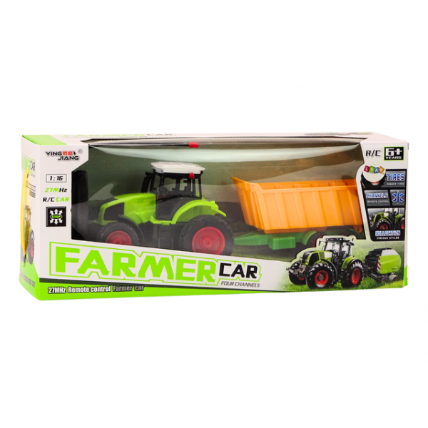 Remote Controlled Tractor With Trailer RC 1:16 77092-Rotaļlietas-bebis.lv