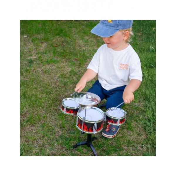 Educational Percussion for Children 3 Drums 1 Cymbal + Stool, 55082-Rotaļlietas-bebis.lv