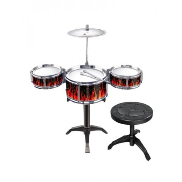 Educational Percussion for Children 3 Drums 1 Cymbal + Stool, 55082-Rotaļlietas-bebis.lv