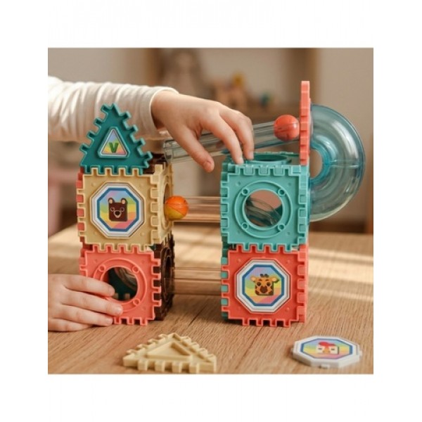 Magnetic Construction Blocks 3D-Ball Track 68 pcs., 54924-Rotaļlietas-bebis.lv